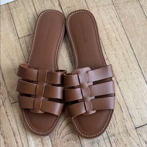 Madewell Tan Leather Slide Sandals